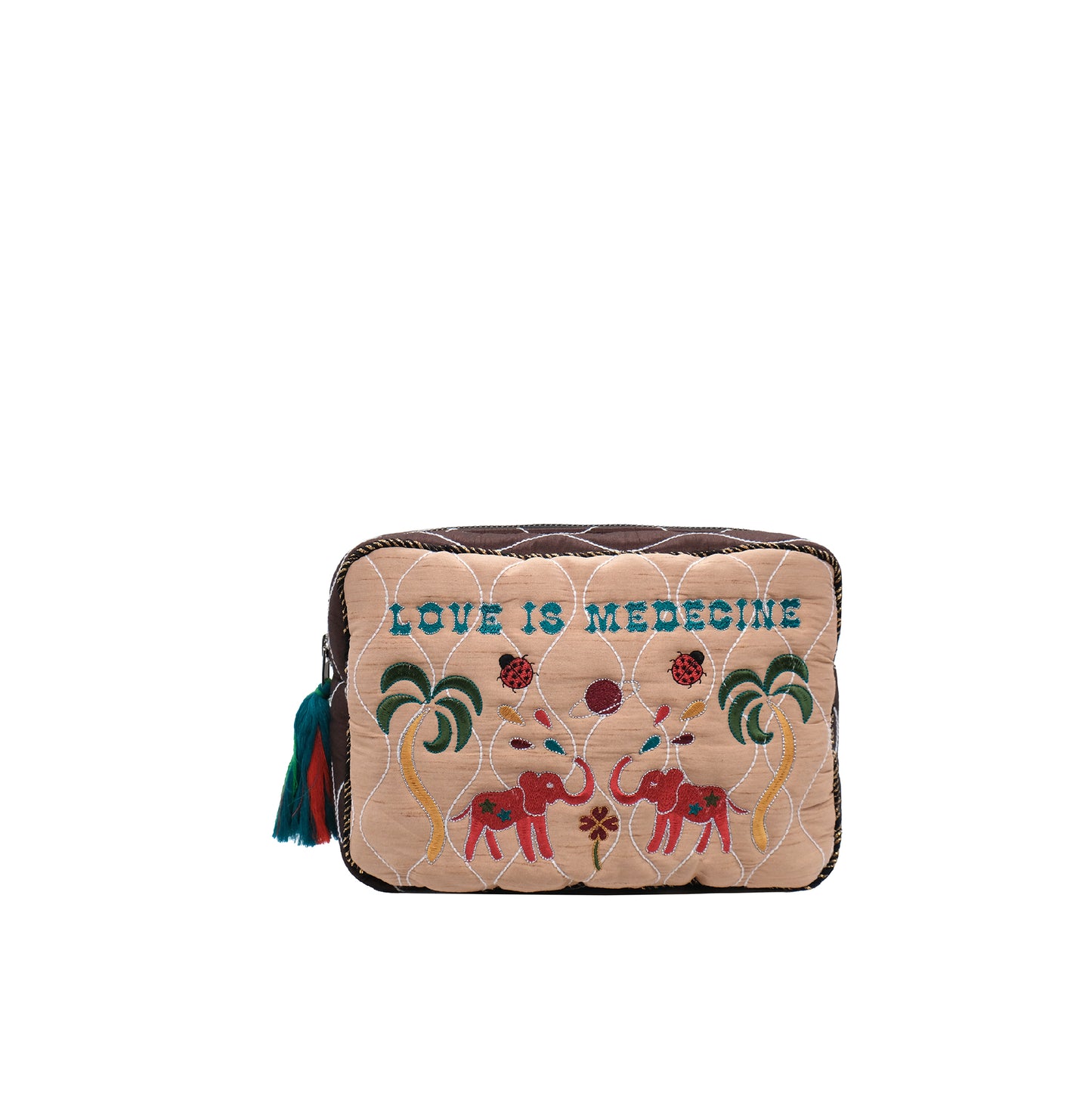 BIG POUCH LOVE IS MEDECINE - BABY PINK / FOREST