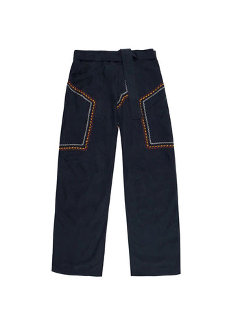 BHUTAN SILK NAVY PANTS